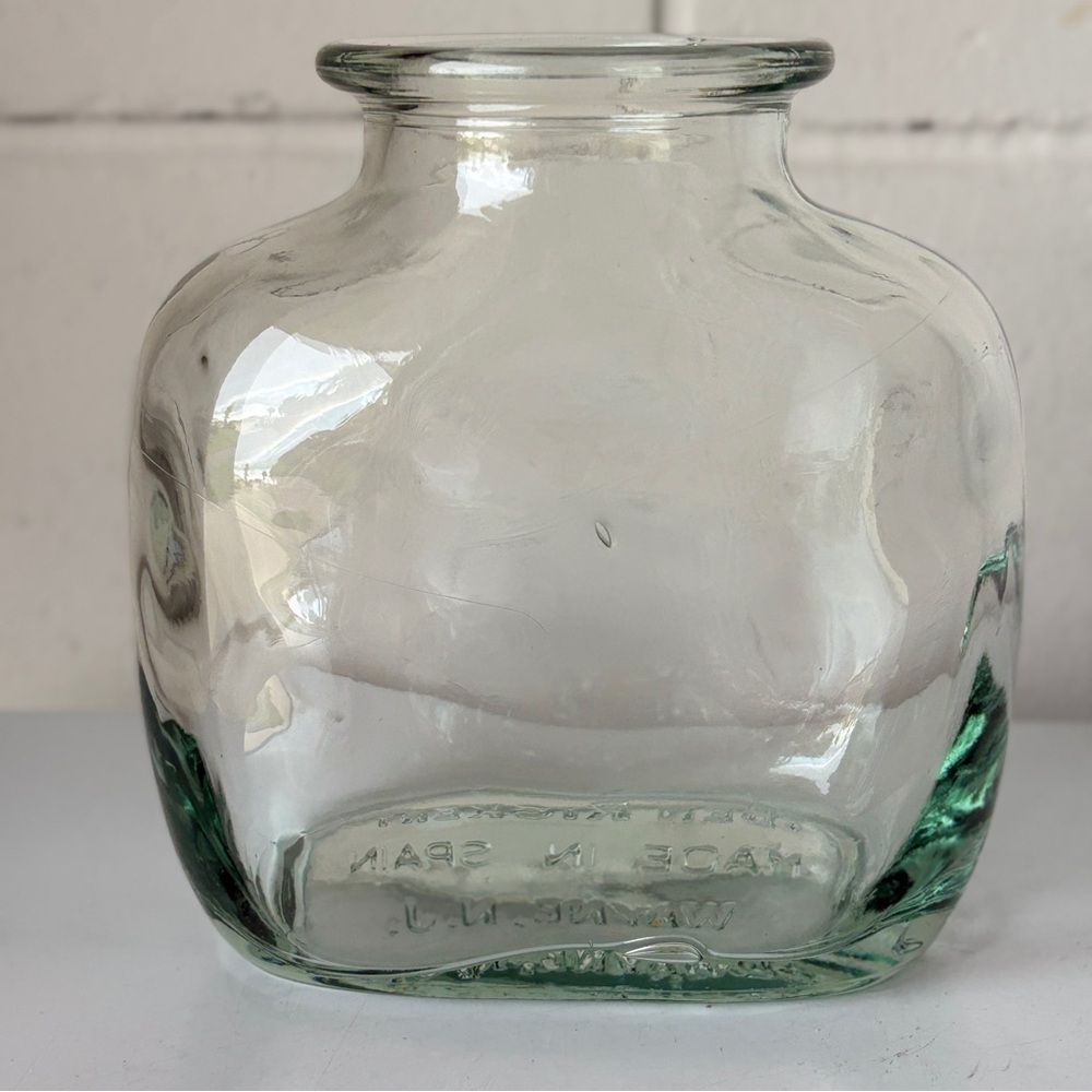 Ben Rickert Glass Apothecary Squat Jar Green Tint Wayne NJ Made in Spain No Cork